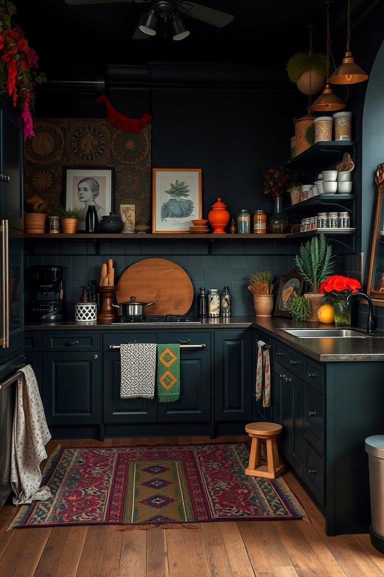 Bohemian Dark Kitchen - 24 Dark Kitchen Ideas