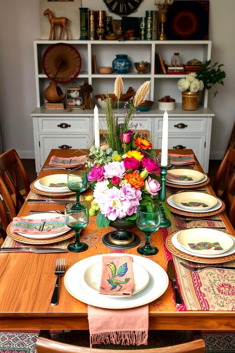 Bohemian Eclectic Table Setting - 24 Table Setting Ideas