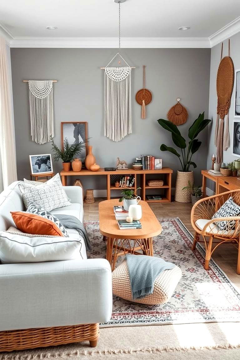 Bohemian Flair Infusion - 24 Grey and White Living Room Ideas