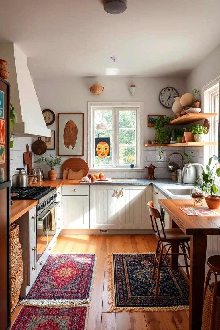 Bohemian Flair on Light Wood - 24 Light Wood Floor Kitchen Ideas