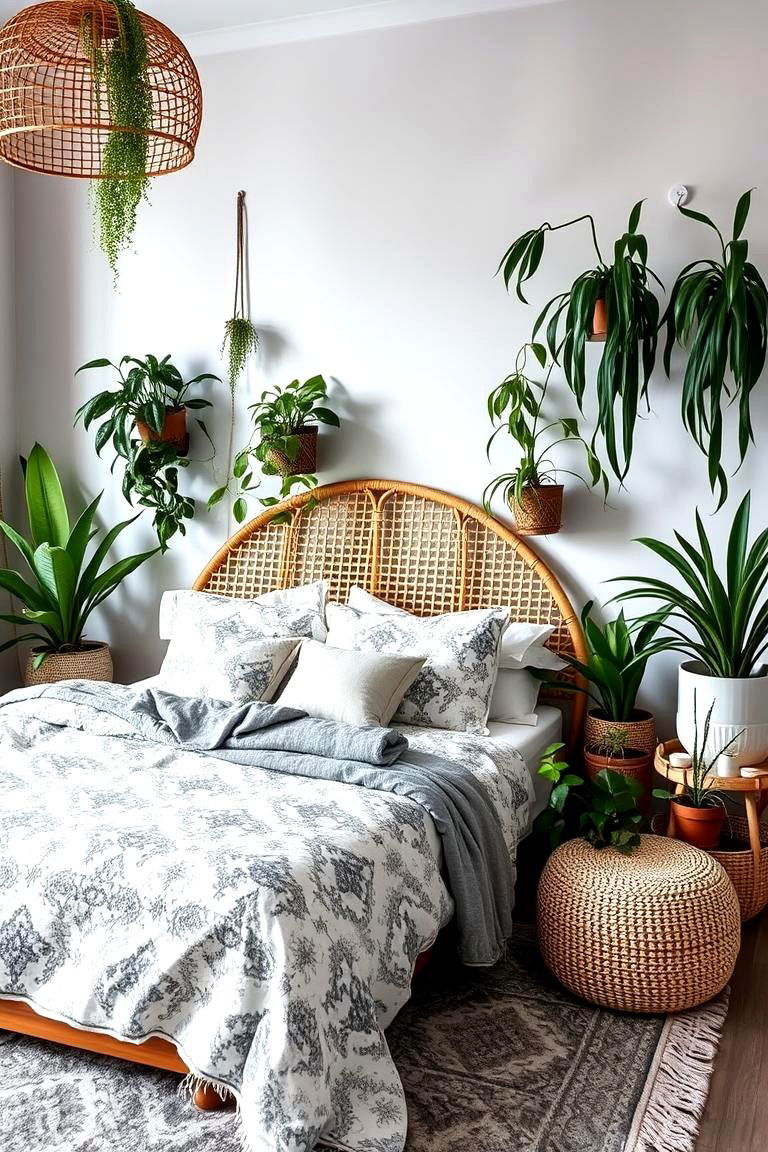 Bohemian Flair - 24 Grey and White Bedroom Ideas