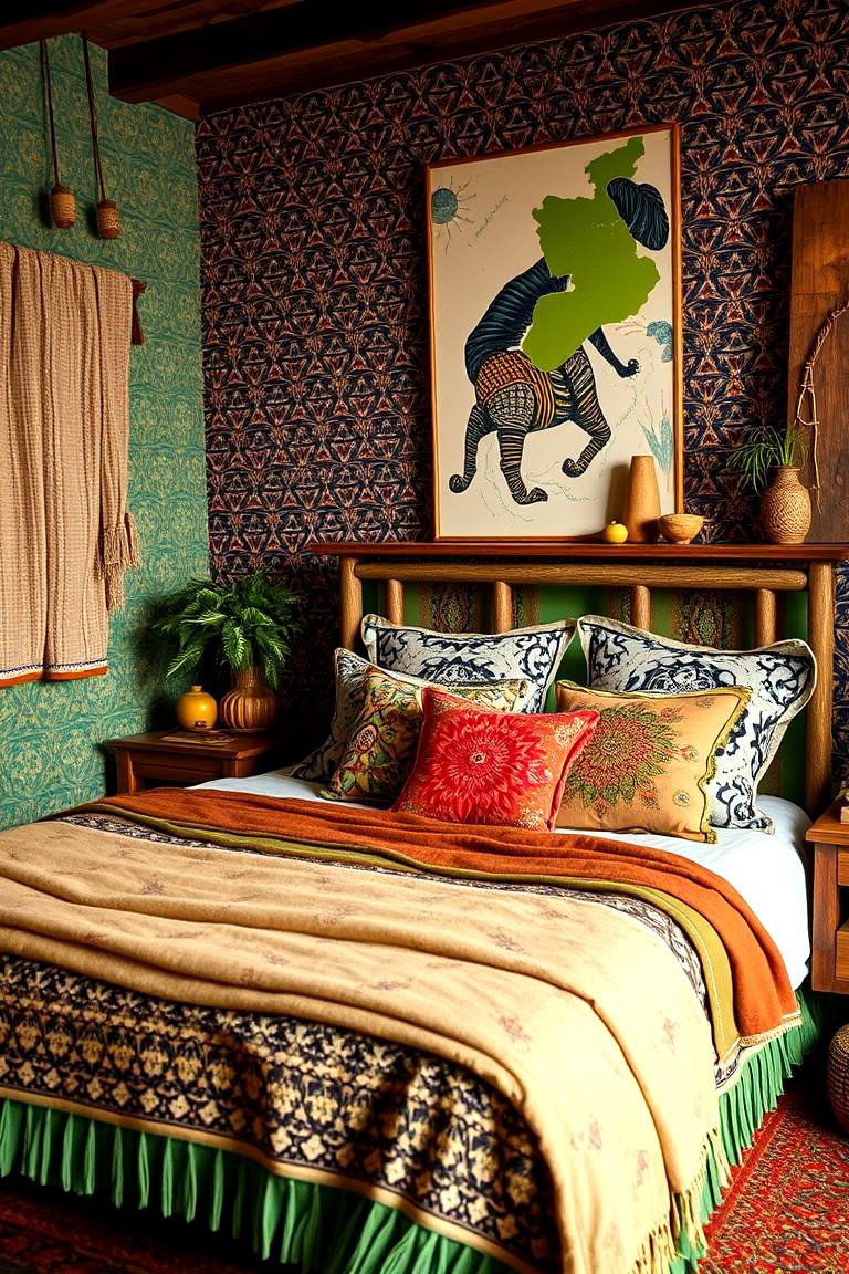 Bohemian Green Escape - 24 Green and Brown Bedroom Ideas