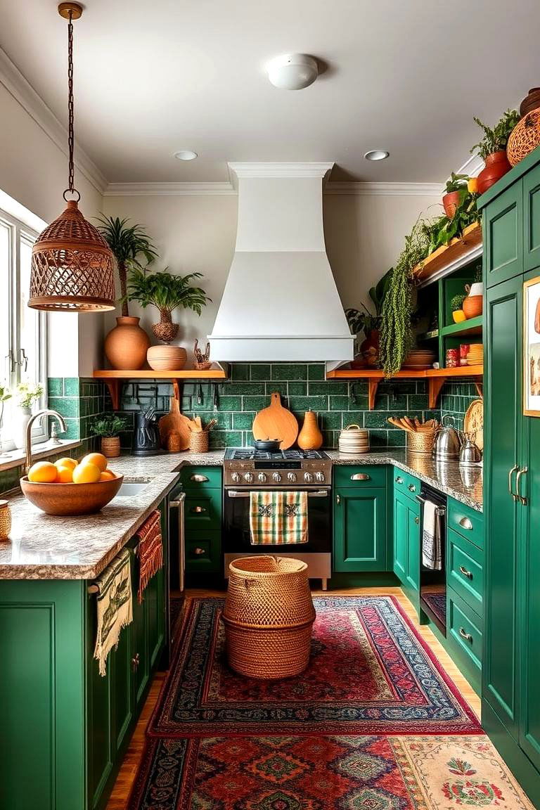 Bohemian Green Kitchen Decor - 24 Green and Brown Kitchen Ideas