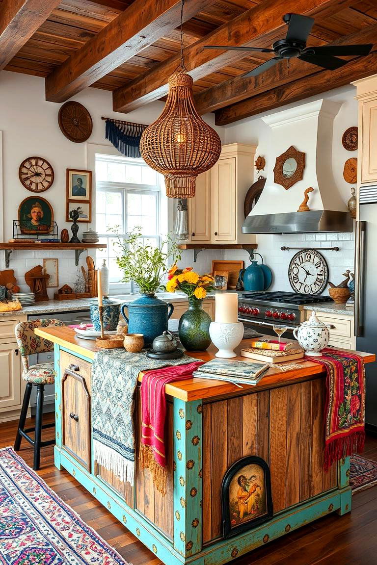Bohemian Inspired Eclectic Mix - 24 Kitchen Island Centerpiece Ideas