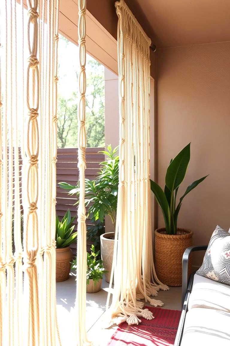 Bohemian Inspired Macrame Outdoor Curtains - 24 Patio Curtain Ideas