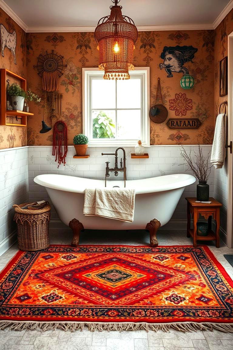 Bohemian Inspired Rugs for Artistic Flair - 24 Bathroom Rug Ideas