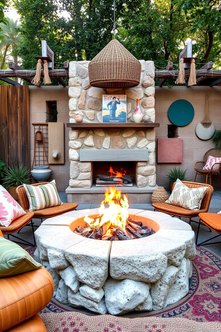 Bohemian Inspired Sunken Fire Pit - 24 Sunken Fire Pit Ideas