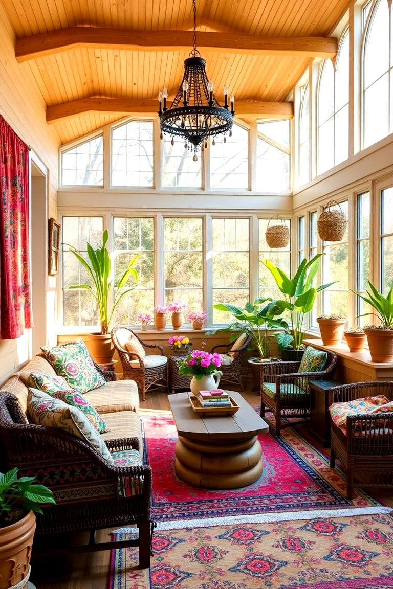 Bohemian Inspired Sunroom - 24 Sunroom Ideas