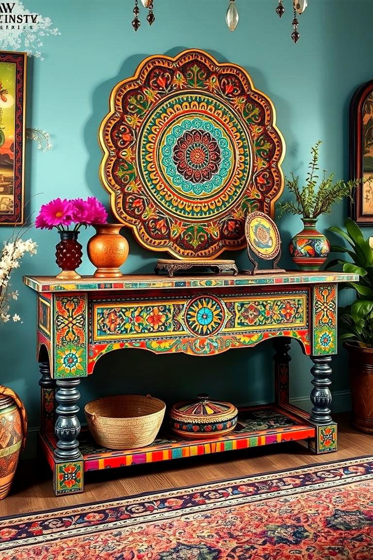 Bohemian Inspired Table - 24 Console Table Decor Ideas