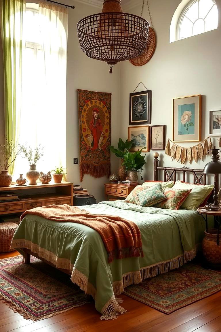 Bohemian Light Green Vibes - 24 Light Green Bedroom Ideas