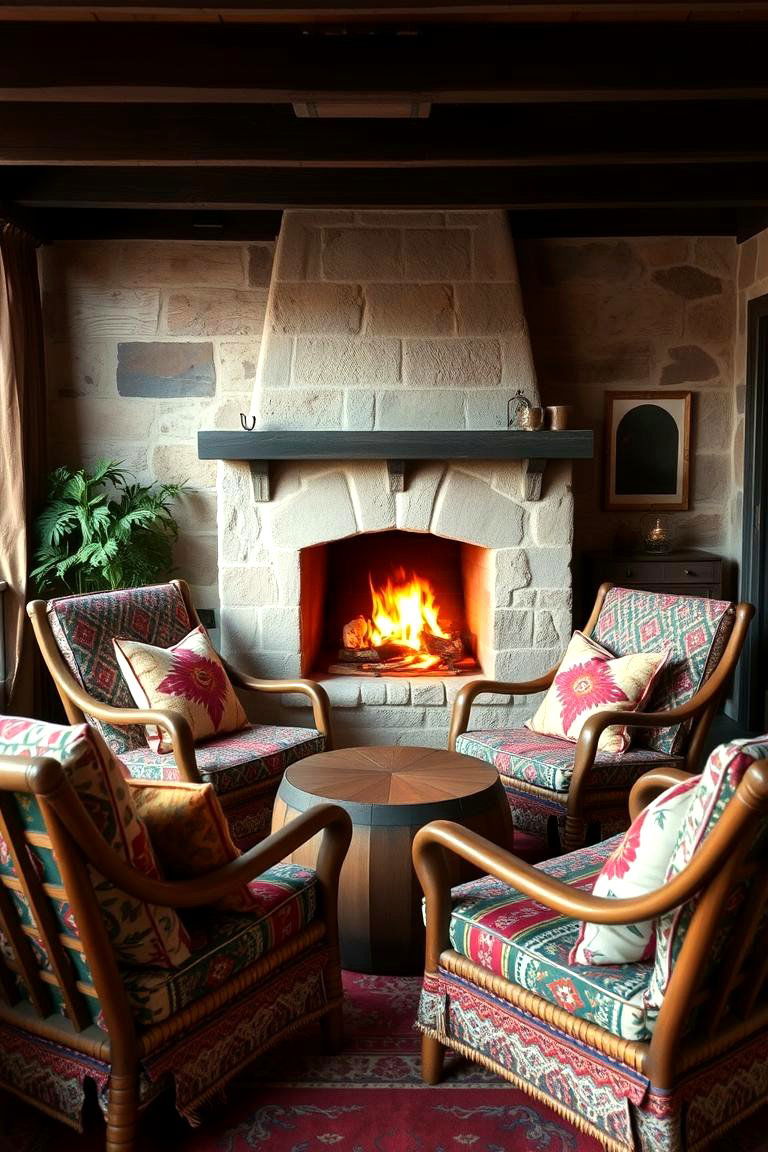 Bohemian Lounge Chairs - 24 Fireplace Seating Ideas