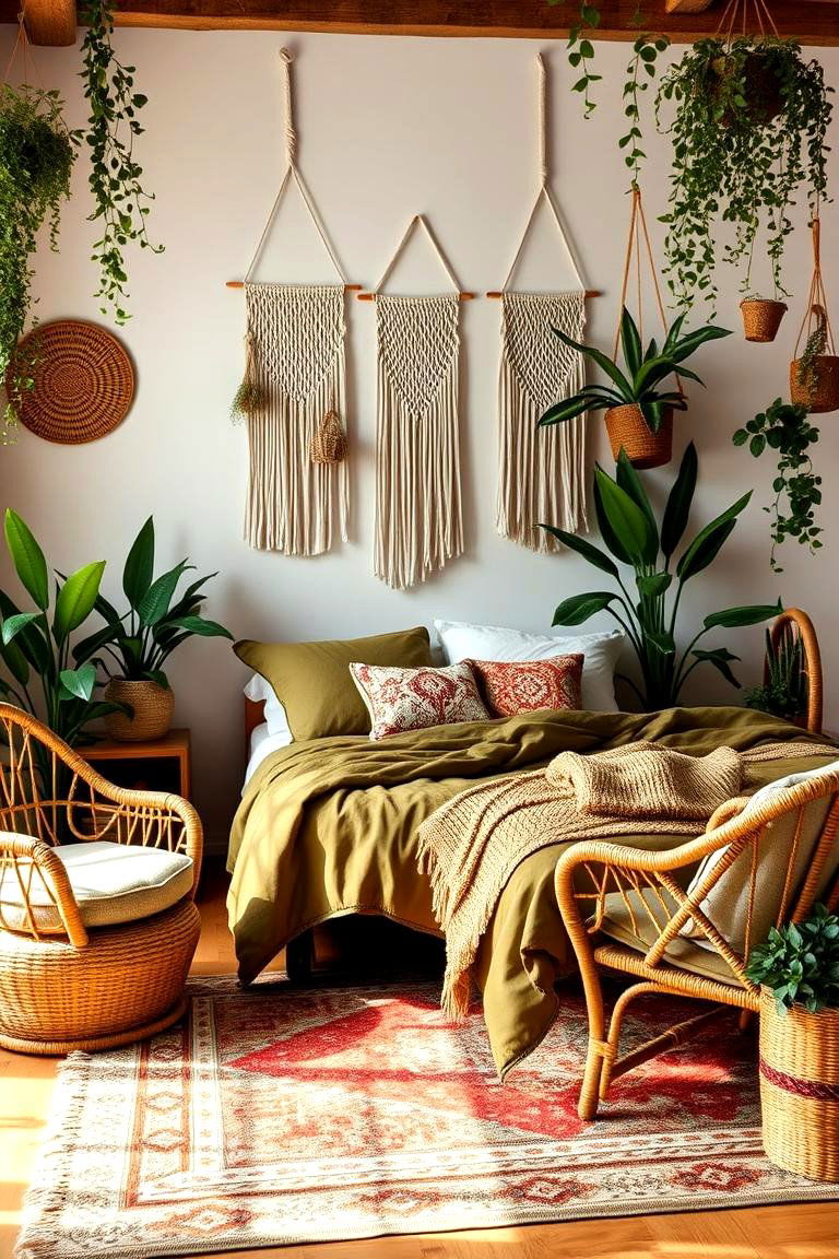 Bohemian Olive Green Retreat - 24 Olive Green Bedroom Ideas