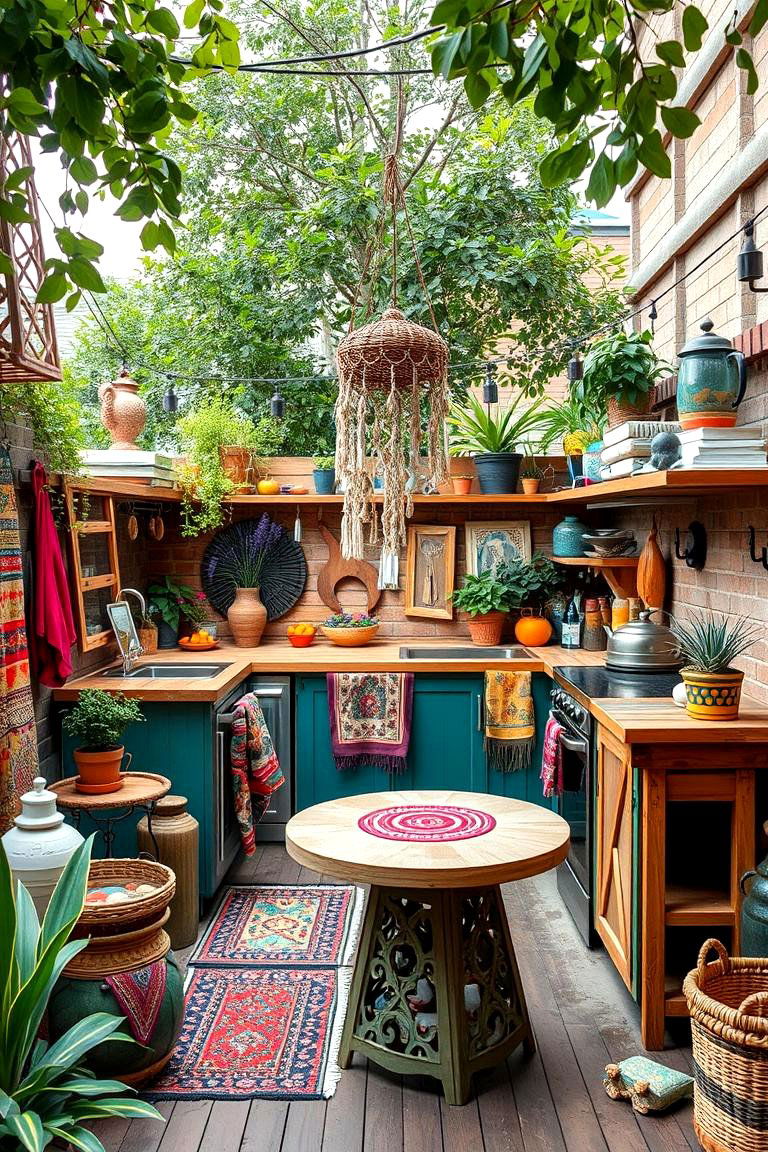 Bohemian Outdoor Kitchen - 24 Small Outdoor Kitchen Ideas