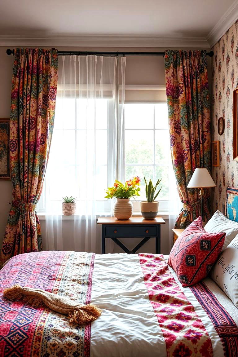 Bohemian Patterned Curtains - 24 Bedroom Curtain Ideas
