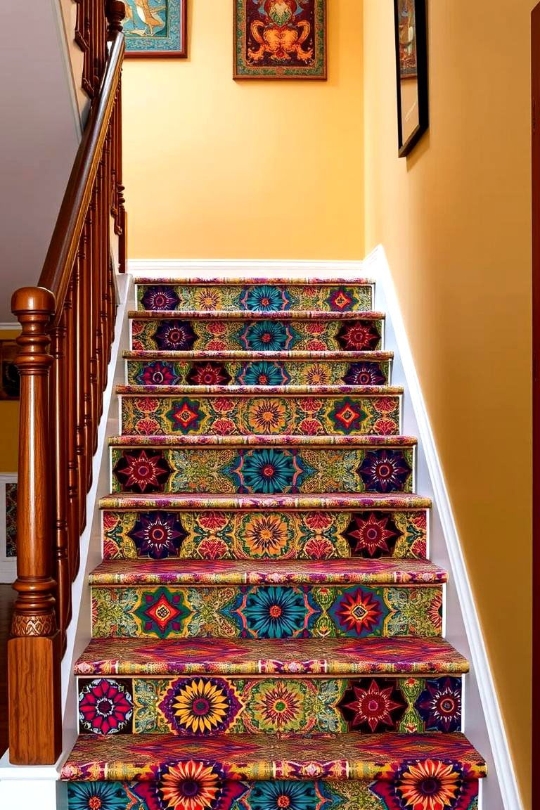 Bohemian Patterned Stair Risers - 24 Stair Riser Ideas