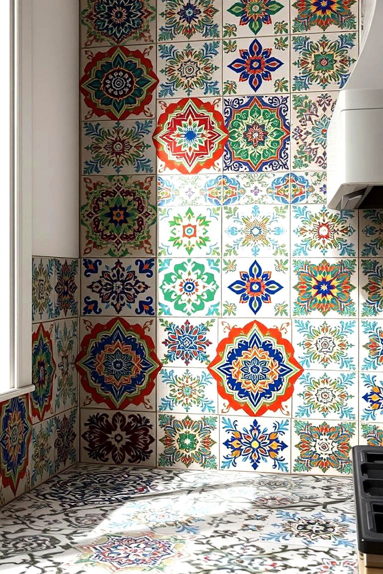 Bohemian Patterned Tiles - 24 Boho Kitchen Ideas