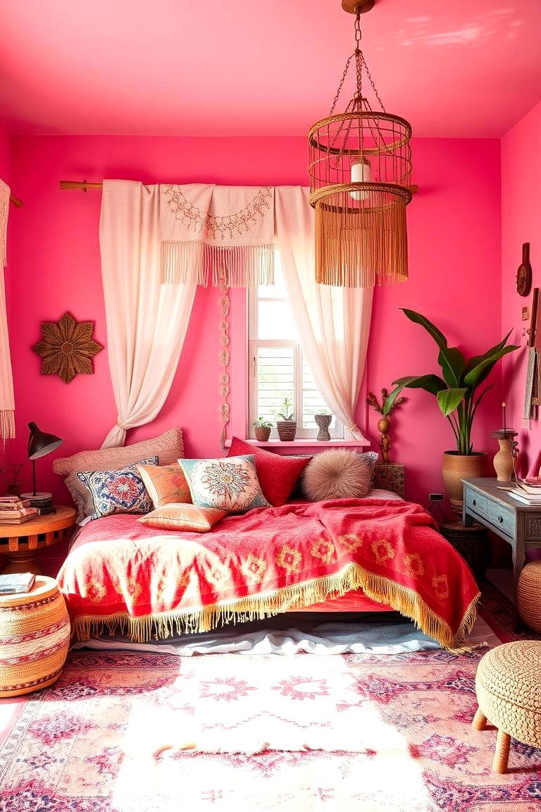 Bohemian Pink Vibes - 24 Pink Bedroom Ideas