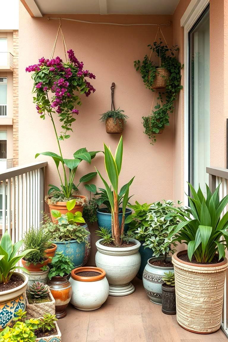 Bohemian Plant Corner - 24 Green Balcony Ideas