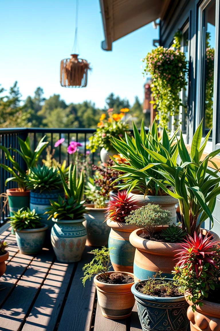Bohemian Plant Spread - 24 Deck Decorating Ideas With Plant