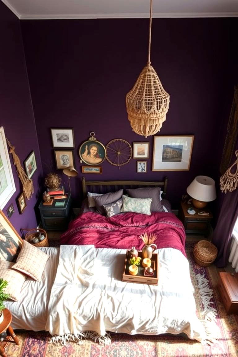 Bohemian Purple Flair - 24 Dark Purple Bedroom Ideas