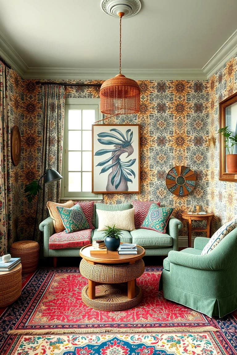 Bohemian Sage Oasis - 24 Sage Green Living Room Ideas