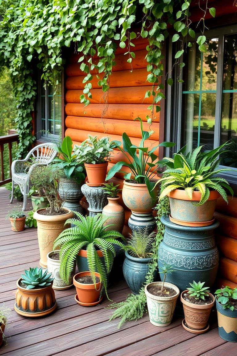 Bohemian Style Deck with Potted Foliage - 24 Deck Decorating Ideas With Plants