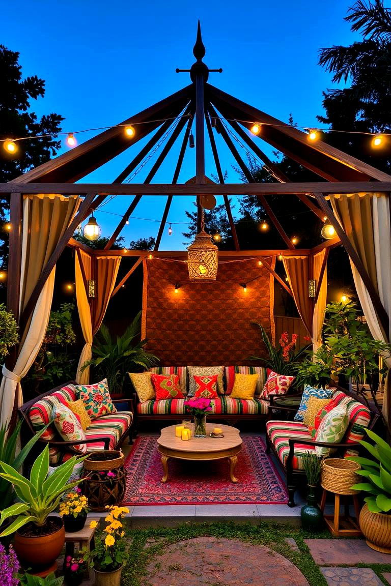 Bohemian Style Gazebo - 24 Backyard Gazebo Ideas