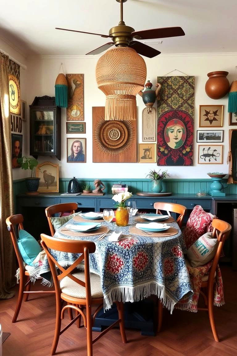 Bohemian Teal Dining Room - 24 Teal Dining Room Ideas