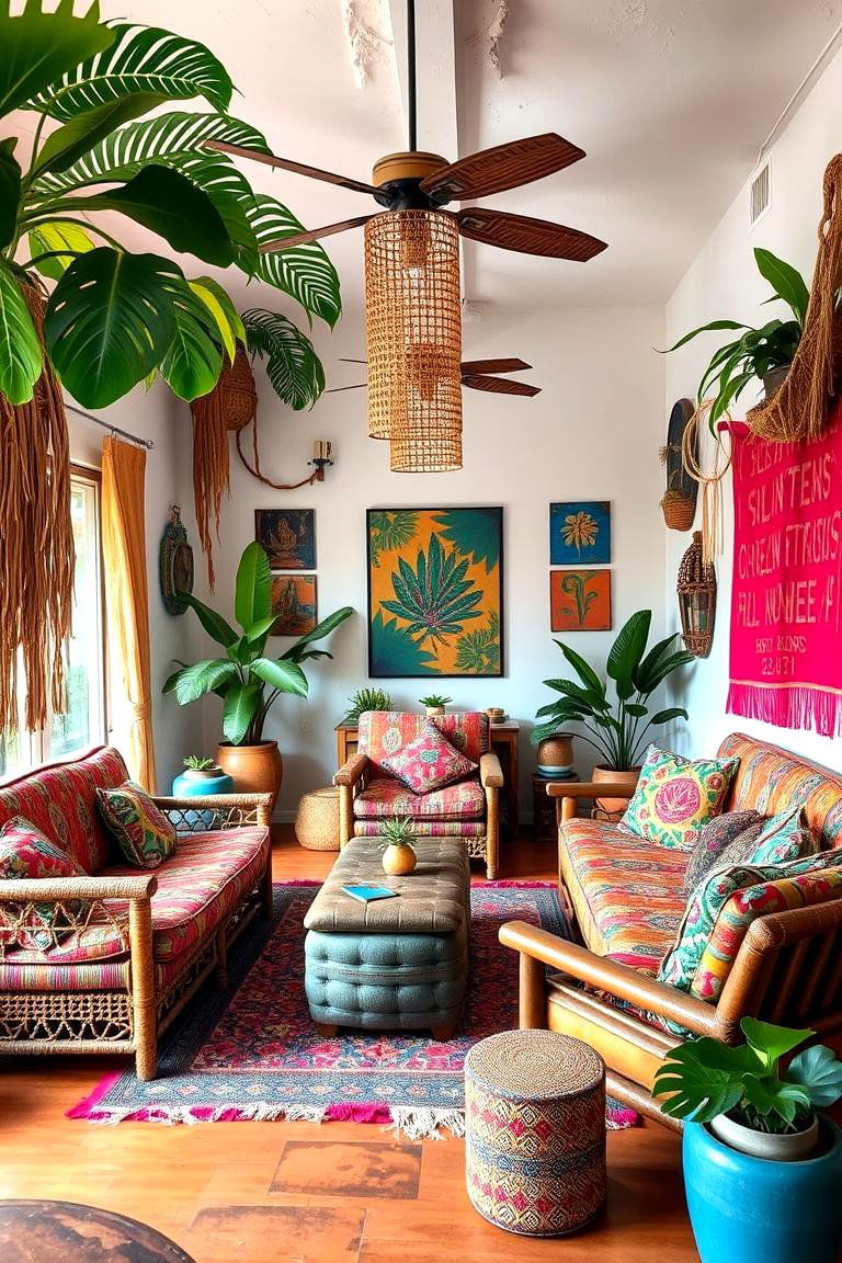 Bohemian Tropical Vibe - 24 Tropical Living Room Ideas