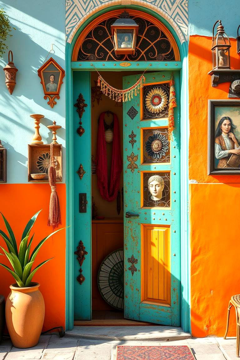 Bohemian Turquoise Flair - 24 Turquoise Front Door Ideas