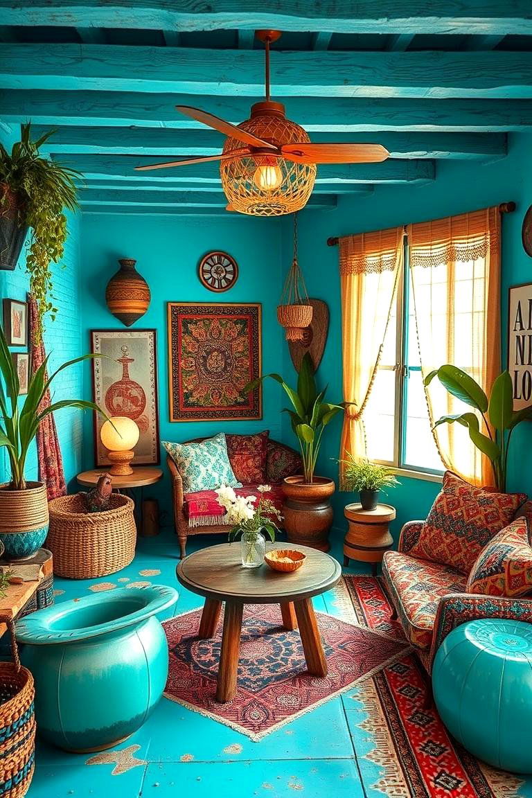Bohemian Turquoise Oasis - 24 Turquoise Bedroom Ideas