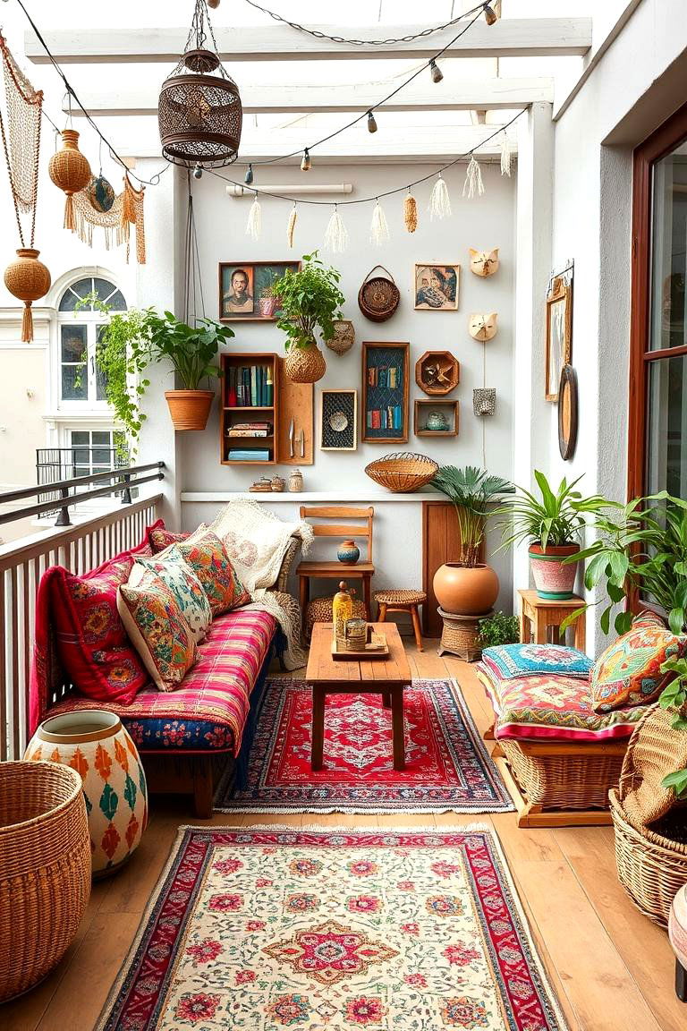 Bohemian Vibe Balcony - 24 Balcony Deck Ideas
