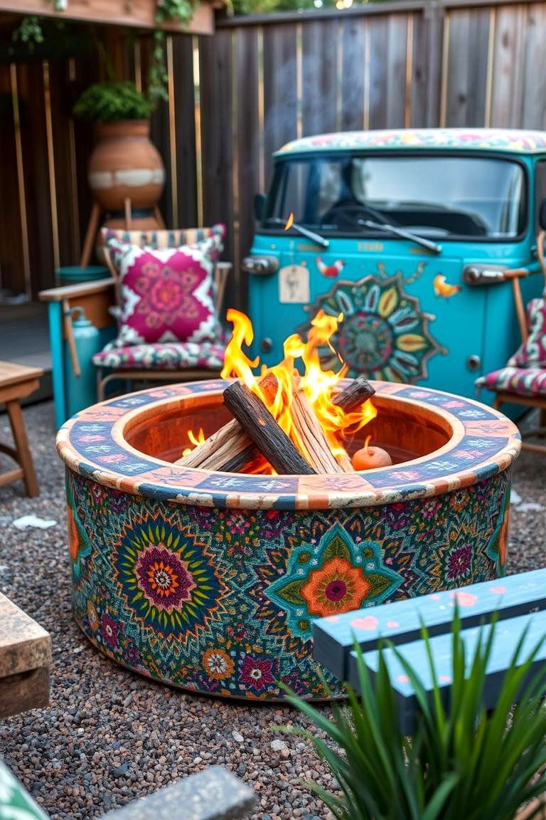 Bohemian Vibe Truck Rim Fire Pit - 24 Truck Rim Fire Pit Ideas