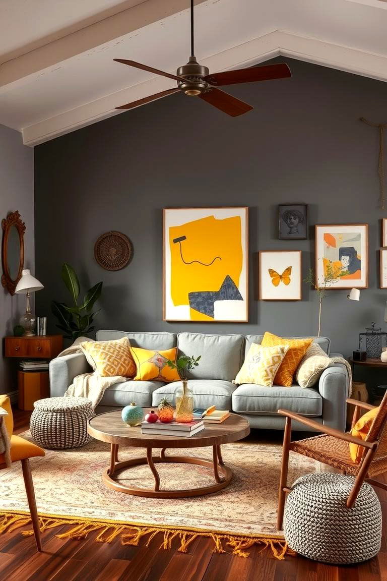 Bohemian Vibes in Grey and Yellow Living Spaces - 24 Grey and Yellow Living Room Ideas