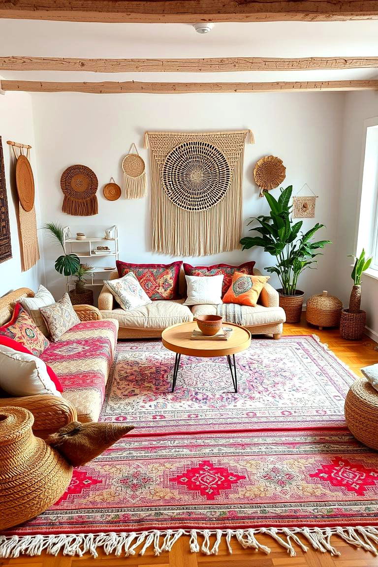 Bohemian Vibes with Layered Textures - 24 Modern Living Room Ideas