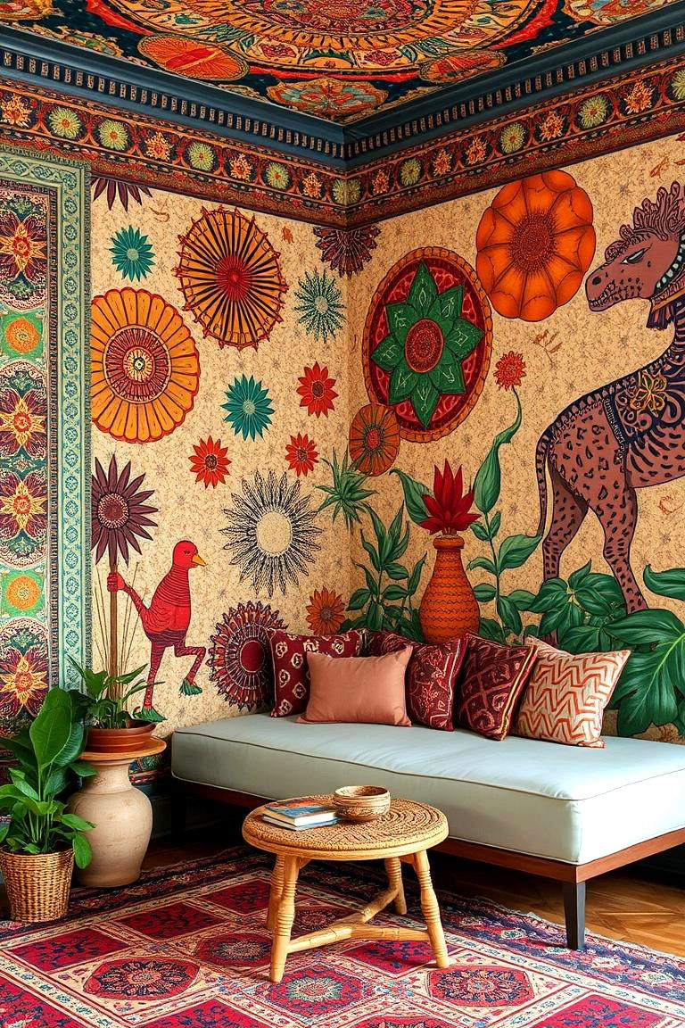 Bohemian Wallpaper and Murals - 24 Green Boho Bedroom Ideas