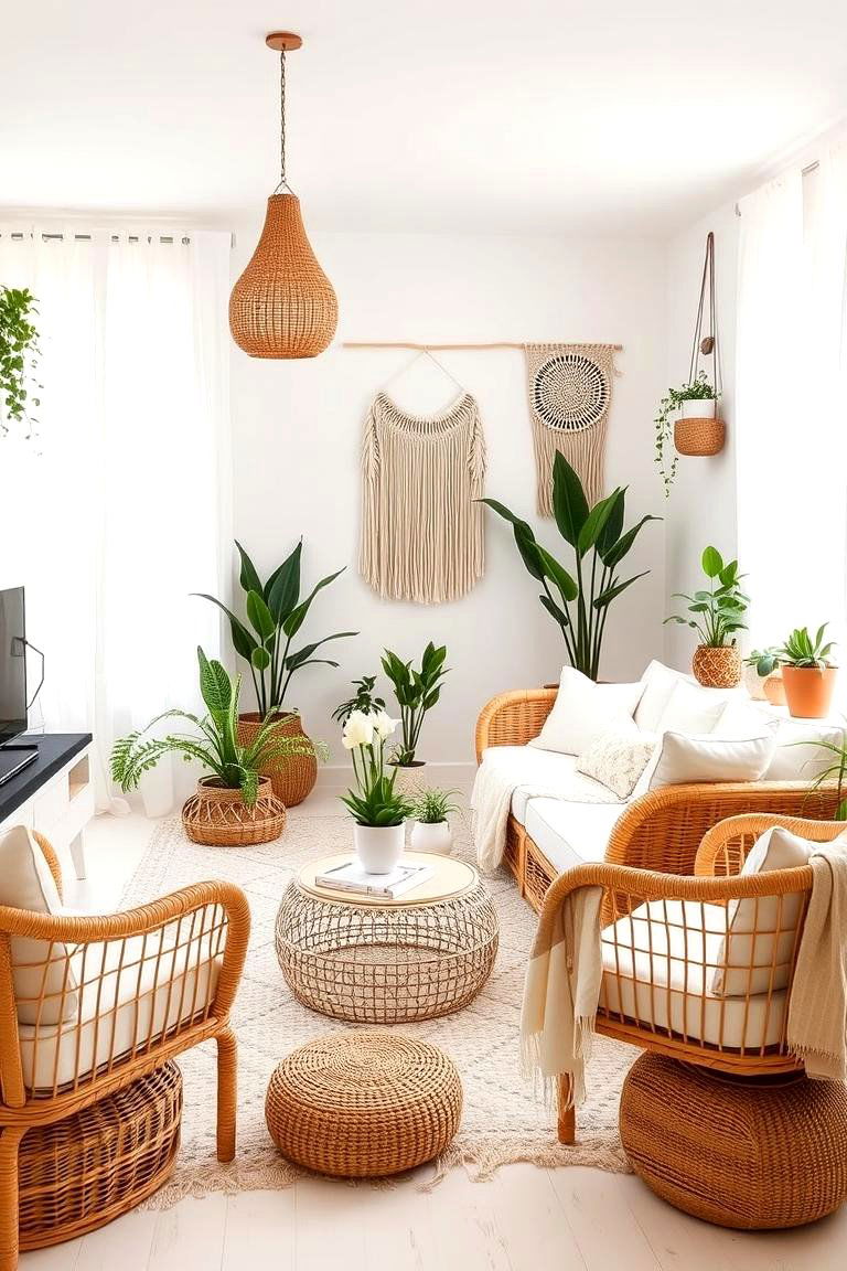 Bohemian White Oasis - 24 White Living Room Ideas