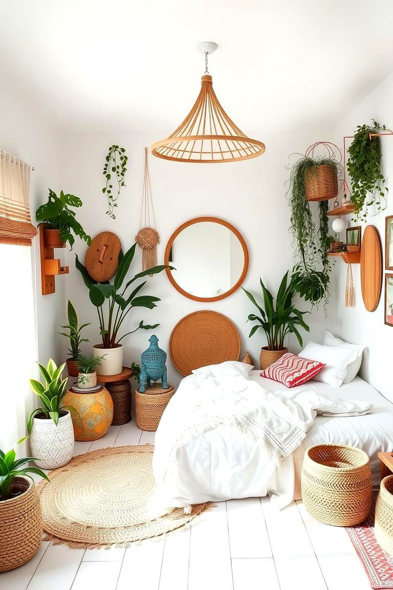 Bohemian White with Natural Elements - 24 White Bedroom Ideas