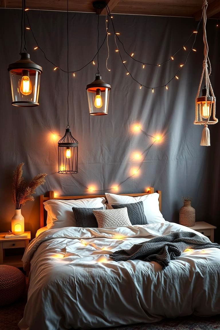 Boho Chic Lighting - 24 Grey Boho Bedroom Ideas