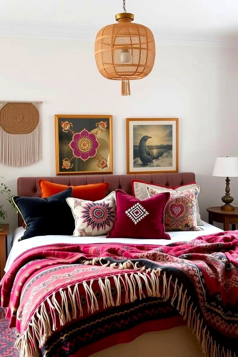 Boho Chic Textiles and Pillows - 24 60s Bedroom Ideas