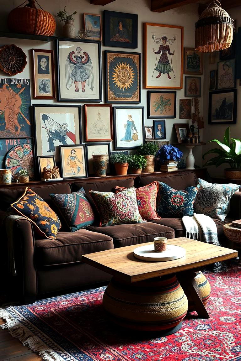 Boho Chic Vibes - 24 Dark Brown Couch Living Room Ideas