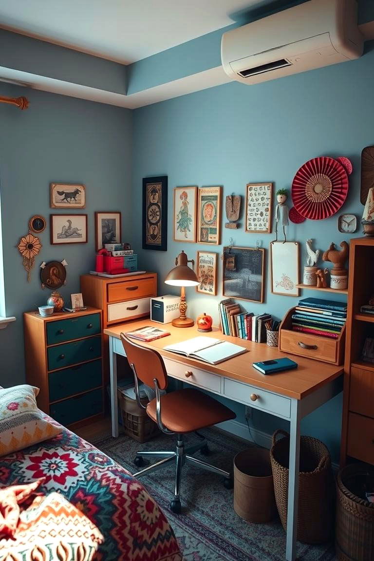 Boho Inspired Desk and Study Area - 24 Boho Dorm Room Ideas
