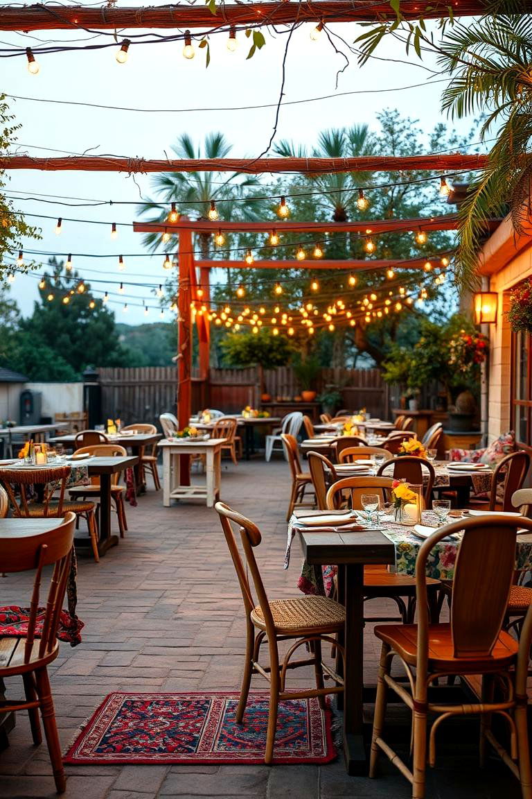 Boho Outdoor Dining Space - 24 Boho Garden Ideas