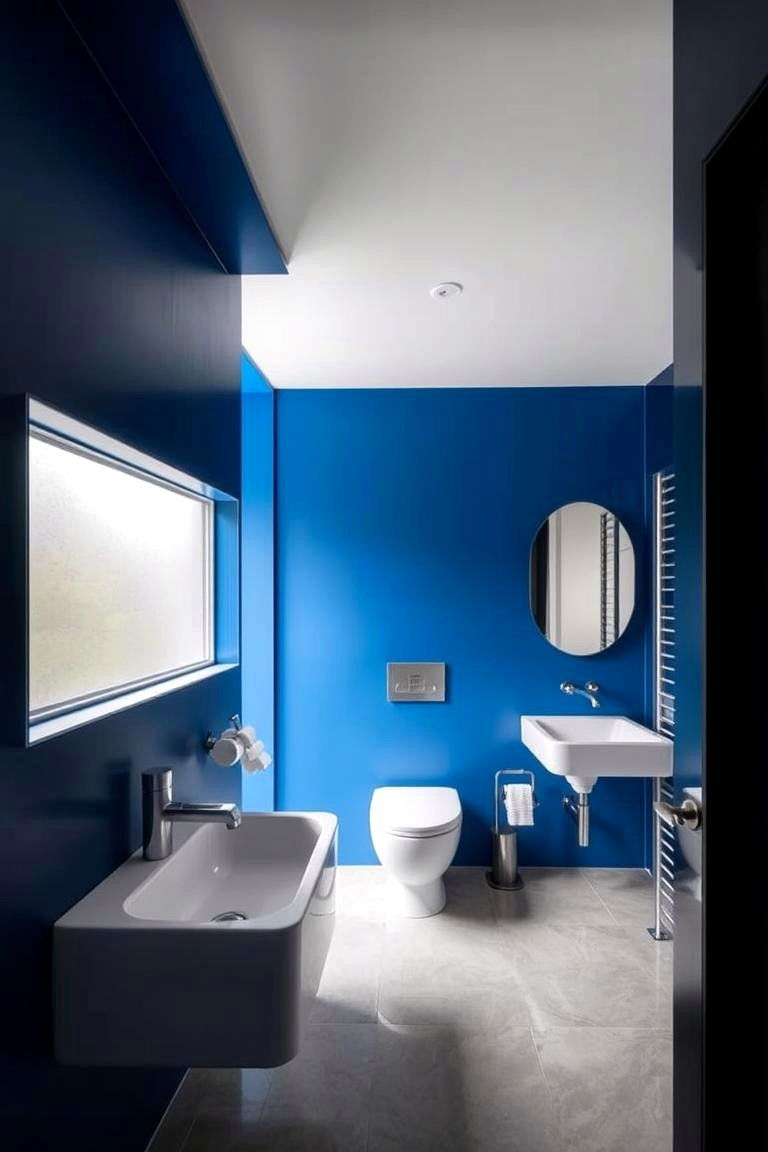 Bold Accent Blue Walls - 24 Blue and Gray Bathroom Ideas