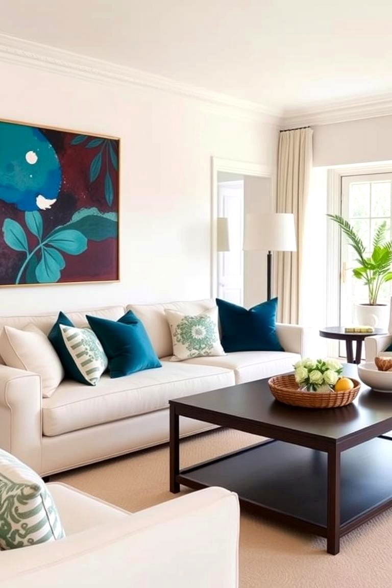 Bold Accent Colors - 24 Cream Living Room Ideas
