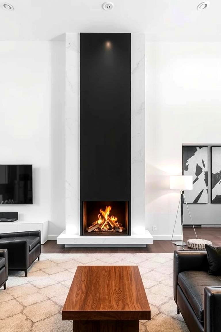 Bold Accent Feature - 24 Black and White Fireplace Ideas