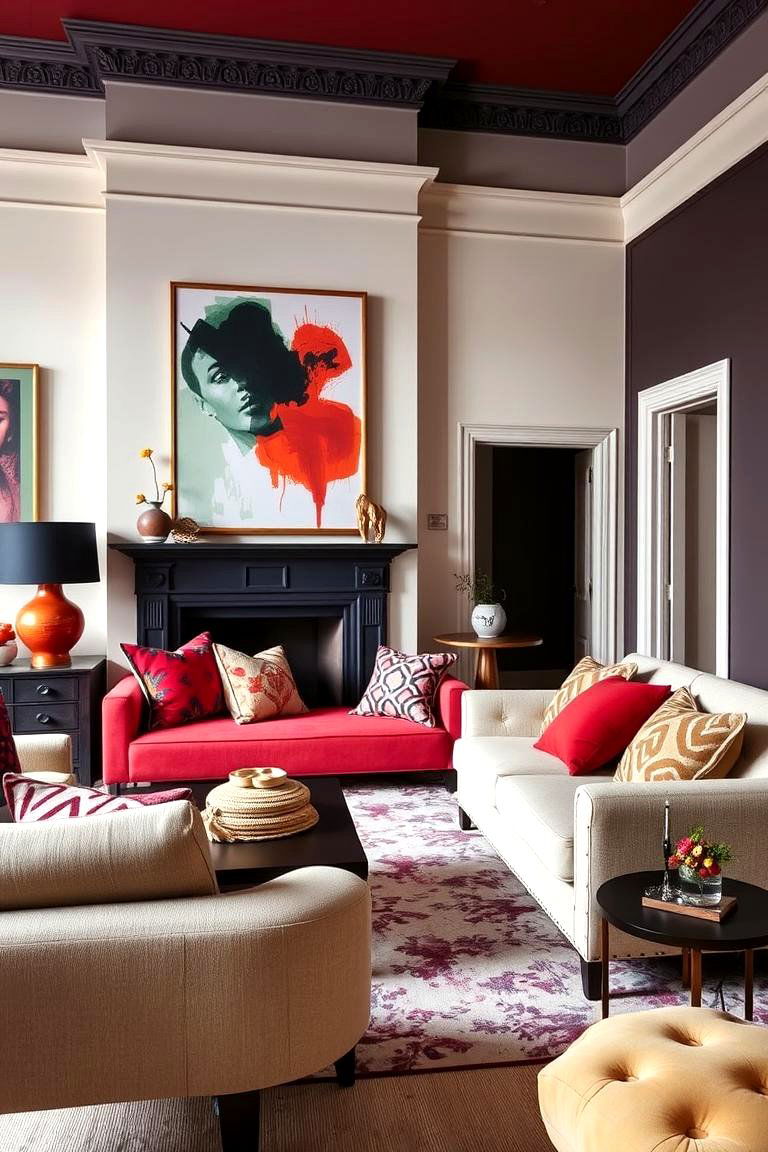 Bold Accent Integration - 24 Dulux Egyptian Cotton Living Room Ideas