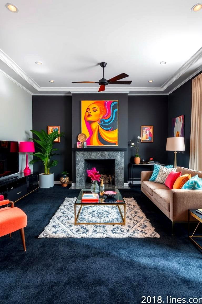 Bold Accent Pieces - 24 Black Carpet Living Room Ideas