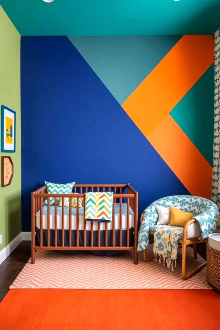 Bold Accent Walls - 24 Mid-century Modern Nursery Ideas