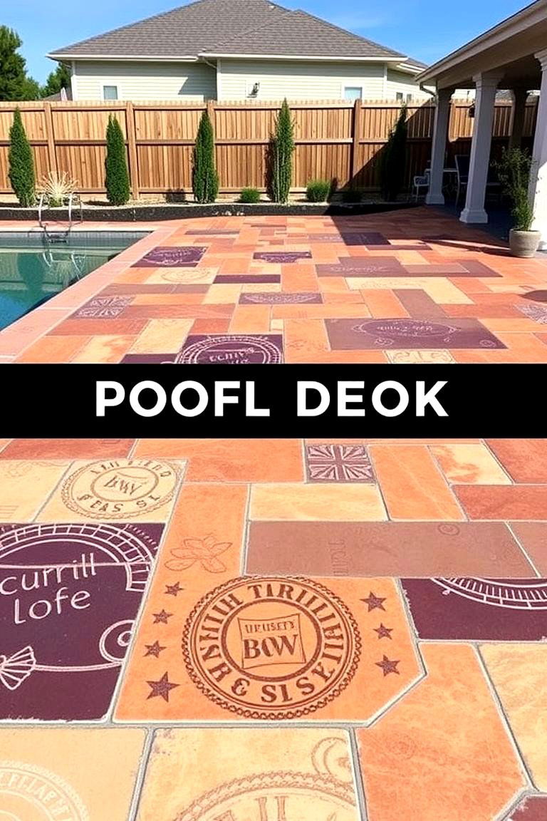 Bold Accented Impressions - 24 Stamped Concrete Pool Deck Ideas